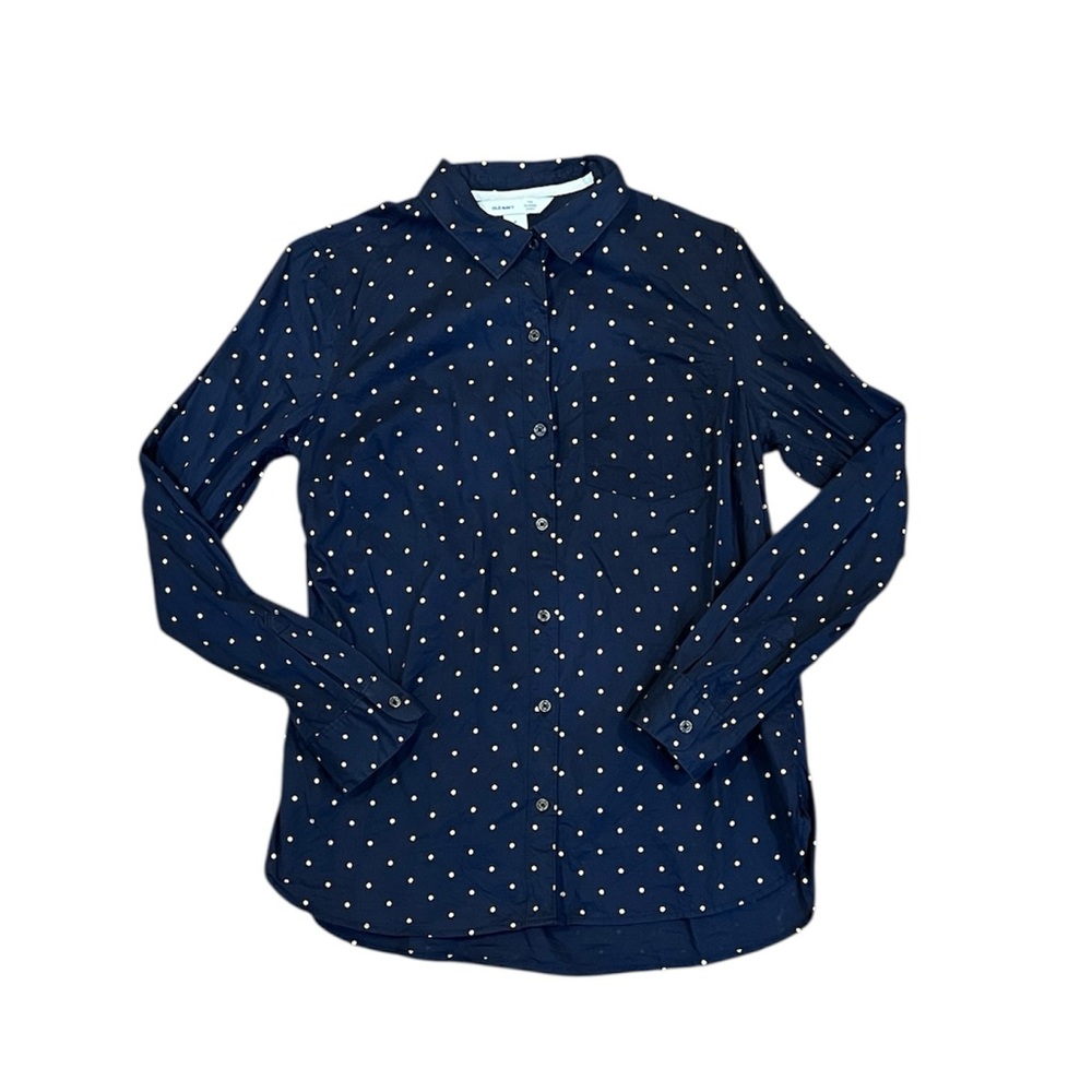 Old Navy The Classic Shirt, Blue With Gold Polka Dots